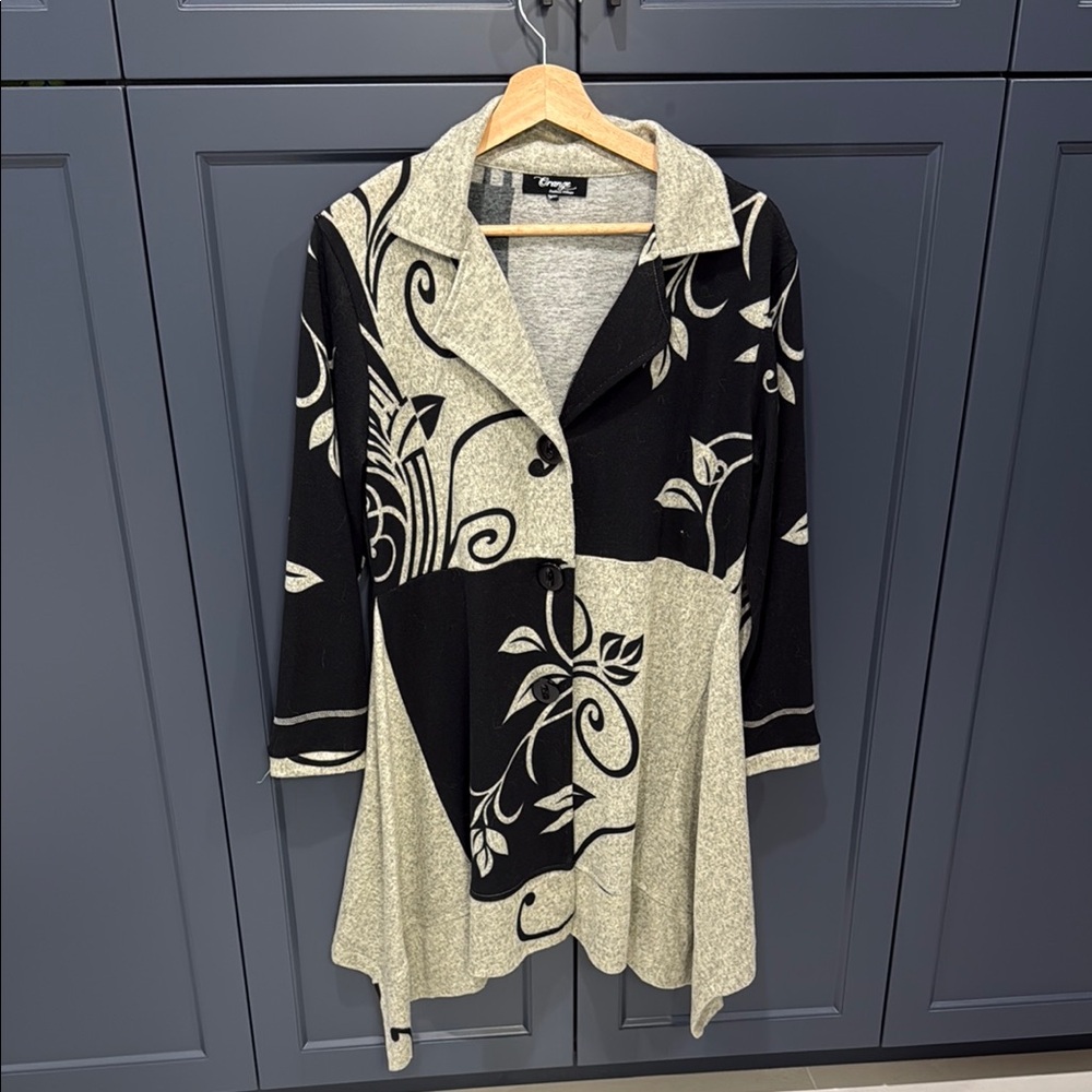 Black and Gray Floral Coat